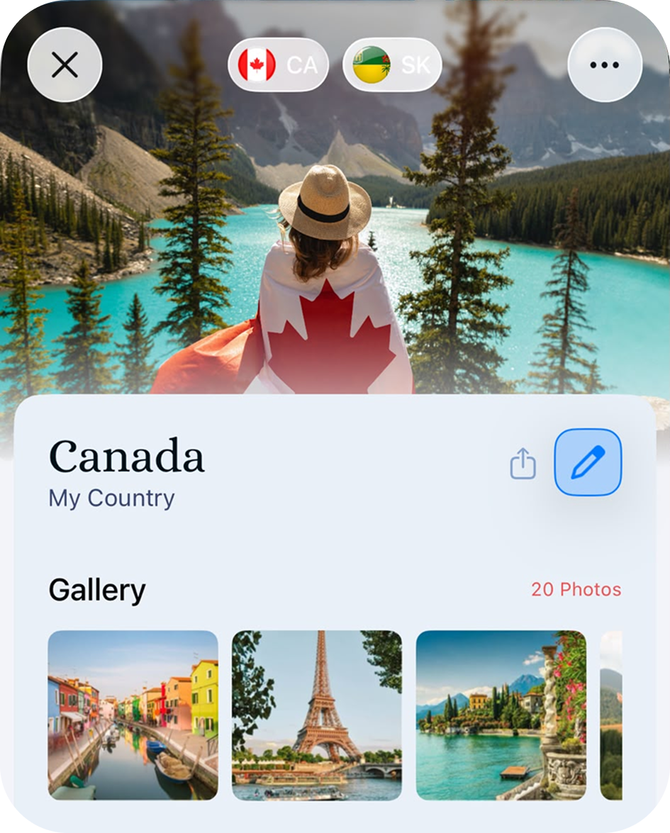 Canada destination details screenshot
