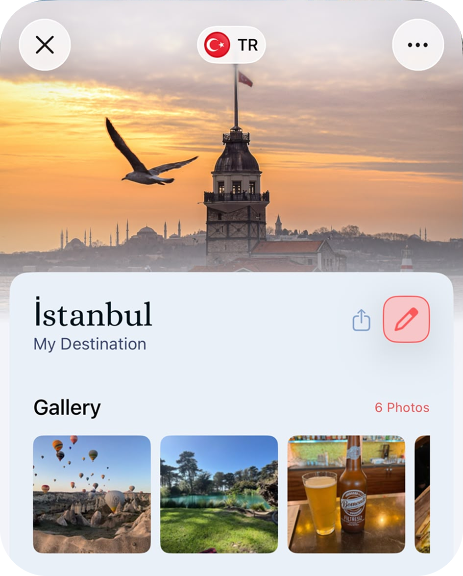 Istanbul destination details screenshot